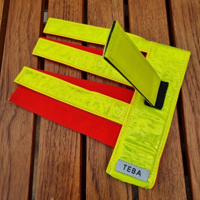 Huvudbild Reflexhalsband Gul 50 cm Bredd 5 cm + 2 gula flärpar + 6 gula flärpar