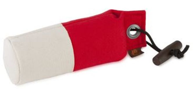 Huvudbild Tygdummy Ca 250 g Röd/vit Plasthandtag Totallängd utan handtag ca 19 cm Diameter ca 6 cm