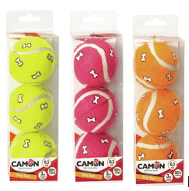 Huvudbild Boll Tennis med mönster Diameter 6,3 cm Blandade färger 3-pack (en färg/fp)